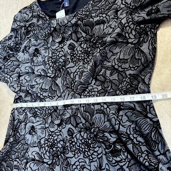 Lands End gray flocked velvet floral dress women’s XL NEW whimsigoth cocktail - Picture 6 of 9